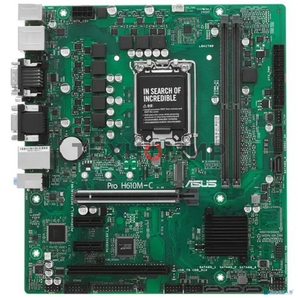 Материнская плата ASUS Pro H610M-C-CSM, LGA 1700, Intel H610, 2xDDR5, 4xSATA, 1xM.2, 1xPCIe 5.0 x16, 2xPCIe x1, 1xPCI, 1xHDMI, 1xDP, 1xDVI-D, 1xVGA, 1x 1Gb LAN, 2xUSB-A 3.2 Gen 2, 2xUSB-A 2.0, 3x3.5 мм, 7.1, mATX