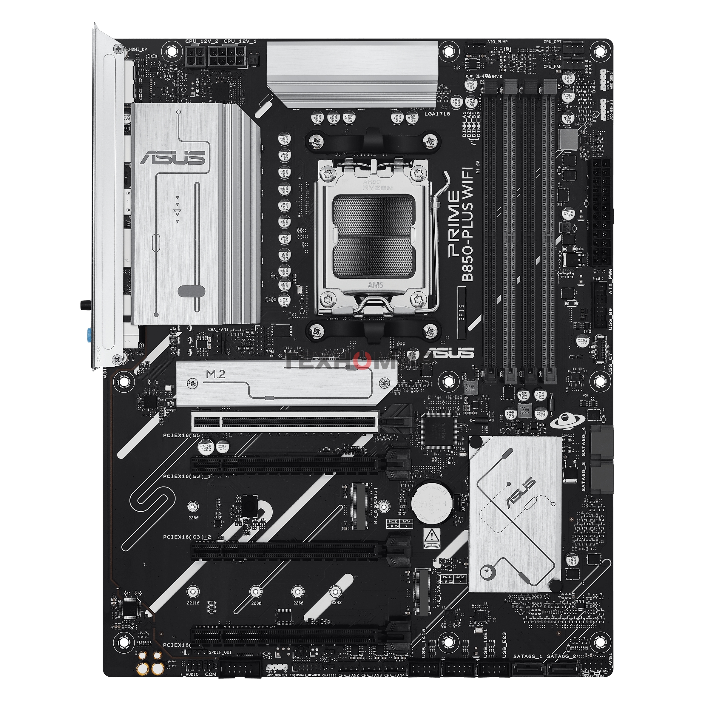 Материнская плата ASUS PRIME B850-PLUS WIFI, AM5, AMD B850, 4xDDR5, 4xSATA, 3xM.2, 1xPCIe 5.0 x16, 1xPCIe 4.0 x16, 2xPCIe 3.0 x1, 1xDP, 1xHDMI, 1x2.5Gb LAN, Wi-Fi 6E, Bluetooth 5.3, 4xUSB-A 10Gbps, 1xUSB-C 10Gbps, 2xUSB-A 5Gbps, 2xUSB-A 2.0, 3x3.5 мм, 7.1
