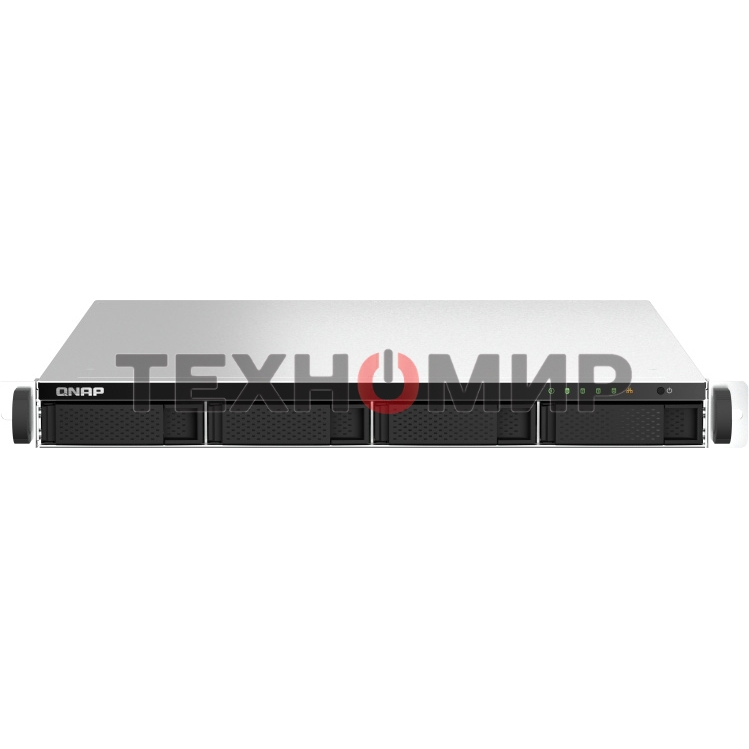 Сетевое хранилище SMB QNAP TS-464U-8G NAS 4 HDD trays, rackmount 1U, 1 PSU. 4-core Intel Celeron N5105/N5095 2.0-2.9 GHz, 8 Gb RAM MAX, 2x2.5GbE, 2xUSB 3.2 Gen 2 (10Gbps), 2xUSB 2.0, 1xHDMI, PCIe Gen 3 x2, W/o rail kit RAIL-B02