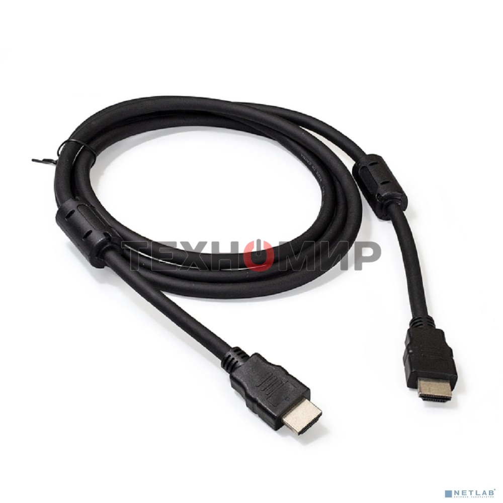 Кабель HDMI Exegate EX287723RUS EX-CC-HDMI2-1.8F (19M/19M, v2.0, 1,8м, 4K UHD, Ethernet, ферритовые кольца, позолоченные контакты)