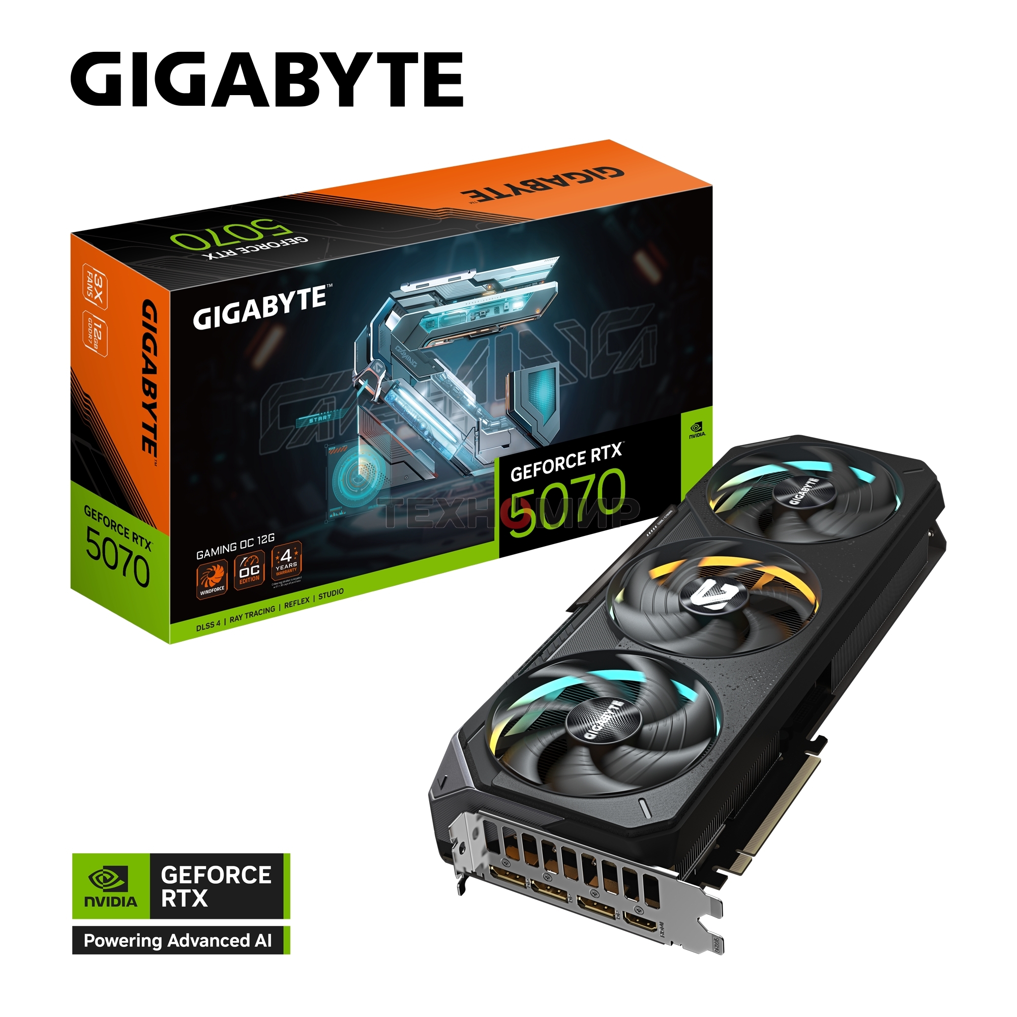 Видеокарта Gigabyte PCI-E GV-N5070GAMING OC-12GD 1.0 NVIDIA GeForce RTX 5070 12Gb 192bit GDDR7 2805/28000 HDMIx1 DPx3 HDCP Ret