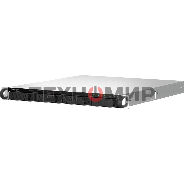 Сетевое хранилище SMB QNAP TS-464U-8G NAS 4 HDD trays, rackmount 1U, 1 PSU. 4-core Intel Celeron N5105/N5095 2.0-2.9 GHz, 8 Gb RAM MAX, 2x2.5GbE, 2xUSB 3.2 Gen 2 (10Gbps), 2xUSB 2.0, 1xHDMI, PCIe Gen 3 x2, W/o rail kit RAIL-B02