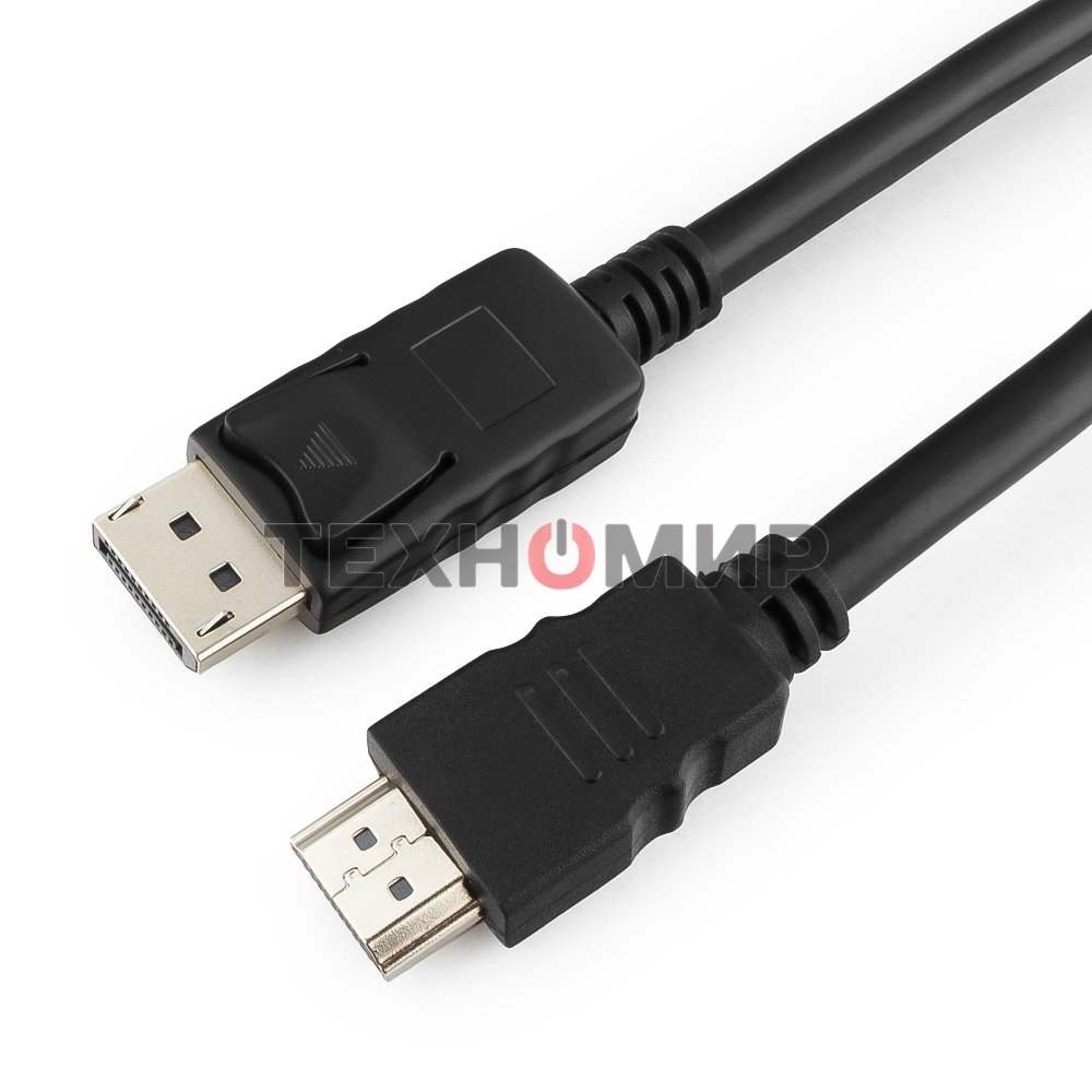 Кабель Cablexpert DisplayPort->HDMI, 5м, 20M/19M, черный, экран, пакет