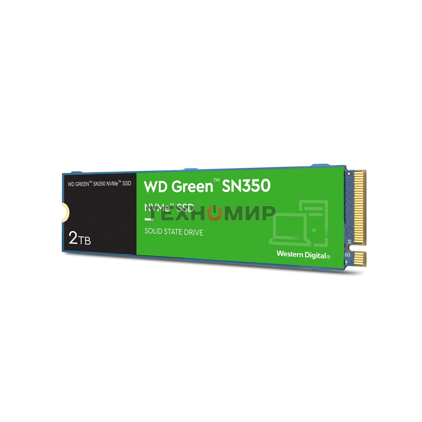 Накопитель SSD WD Green SN350 WDS200T3G0C, 2000Gb, PCIe 3.0 x4, M.2 2280, NVMe, R/W 3200/3000