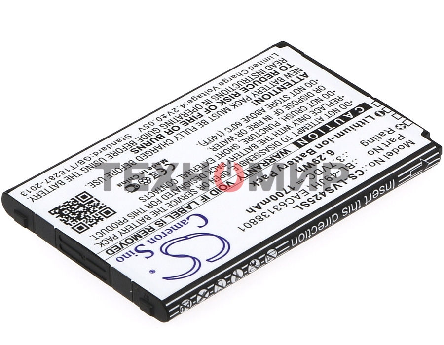 Аккумулятор CameronSino CS-LVS425SL BL-49JH для LG K120 3.7V, 1700mAh, 6.29Wh