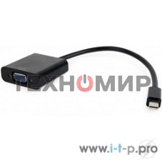 Переходник miniDisplayPort - VGA, Cablexpert A-mDPM-VGAF-02, 20M/15F, длина 15 см, черный, пакет