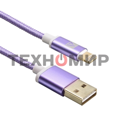 Кабель USB ACD-Style Lightning - USB-A 2-сторонние коннекторы, нейлон, 1м, фиолетовый