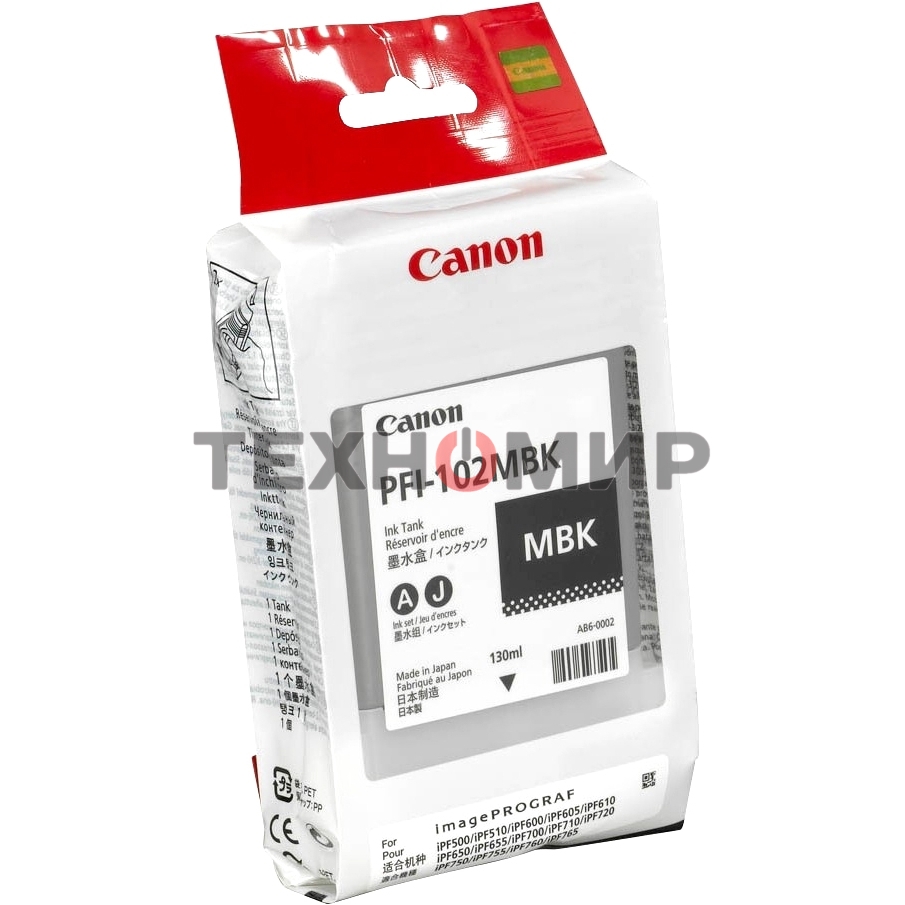 Картридж струйный Canon PFI-102MBk (0894B001) матовый черный, 130 мл., для iPF500/600/700