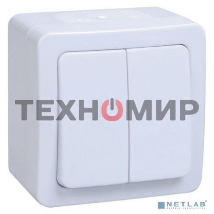 Выкл 2кл о/у IP54 (цвет клавиши:белый) ГЕРМЕС PLUS IEK EVMP20-K01-10-54-EC ВС20-2-0-ГПБ