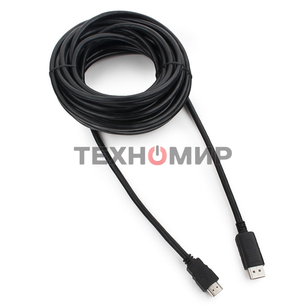 Кабель Cablexpert DisplayPort->HDMI, 10м, 20M/19M, черный, экран, пакет