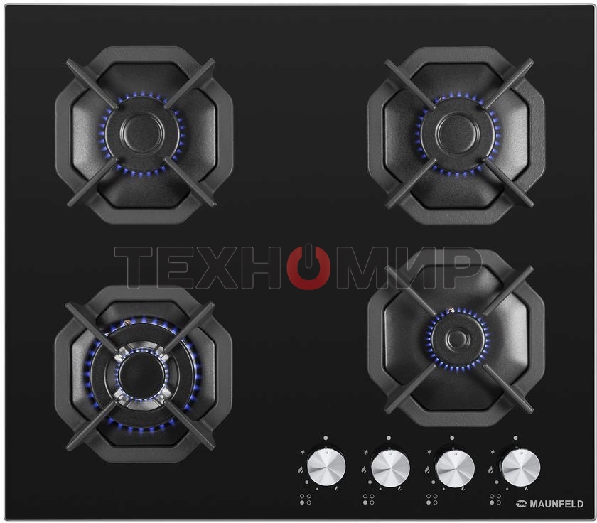 Газовая варочная панель Maunfeld EGHG.64.23CB/G, 4 конфорки, закаленное стекло, черный