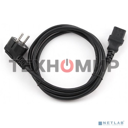 Кабель питания Cablexpert PC-186-1-1.8M, 1.8м, Schuko- C13, 3x1кв.мм, черный, с заземлением, пакет