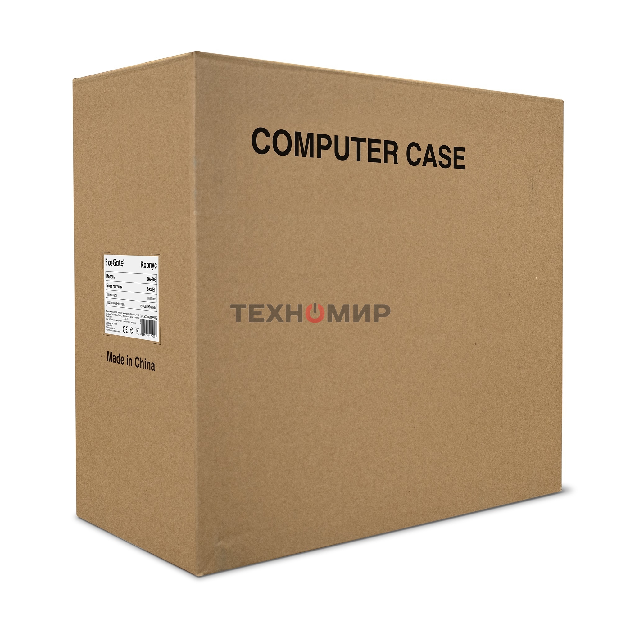 Компьютерный корпус Minitower ExeGate EX286426RUS BA-309-450W-8 (mATX, БП AA450 с вент. 8см, 2хUSB, HD аудио, черный)
