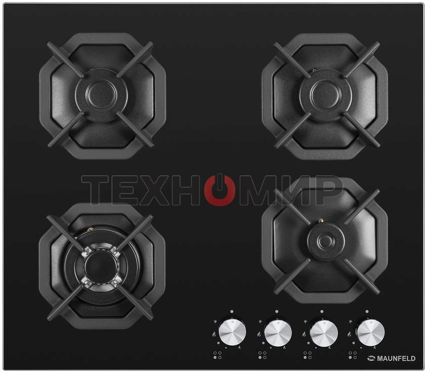 Газовая варочная панель Maunfeld EGHG.64.23CB/G, 4 конфорки, закаленное стекло, черный