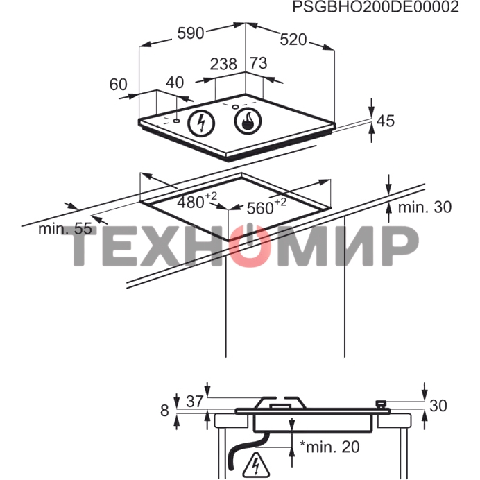 Газовая варочная панель Electrolux KGG6426K, независимая, черный