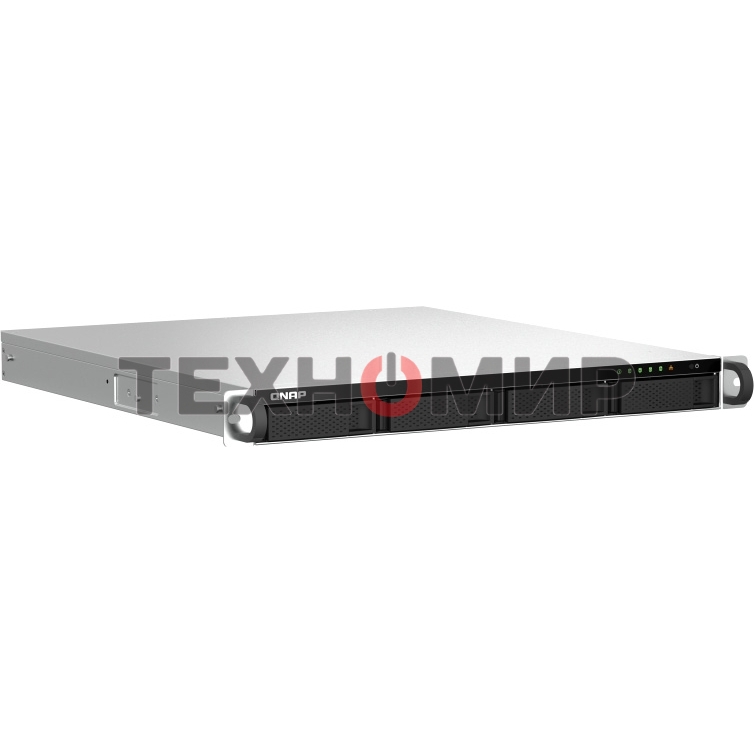 Сетевое хранилище SMB QNAP TS-464U-RP-8G NAS 4 HDD trays, rackmount 1U, 2 PSU. 4-core Intel Celeron N5105/N5095 2.0-2.9 GHz, 8 Gb RAM MAX, 2x2.5 Gigabit Ethernet, 4xUSB, 1xHDMI . PCIe Gen 3 x2, W/o rail kit RAIL-B02