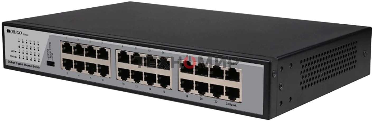 Коммутатор неуправляемый ORIGO, 24x1000Base-T, комплект для установки в 19