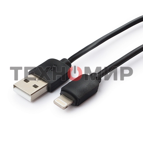 Кабель USB Гарнизон GCC-USB2-AP2-0.5M AM/Lightning, для iPhone5/6/7, IPod, IPad, 0.5м, черный, пакет