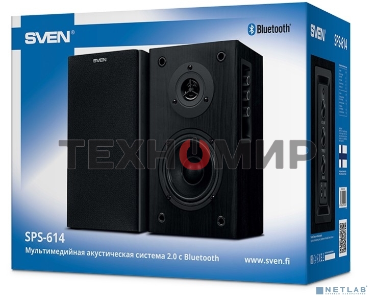 Акустическая система Sven SPS-614 2.0 (2x20W, Bluetooth, дерево, black)