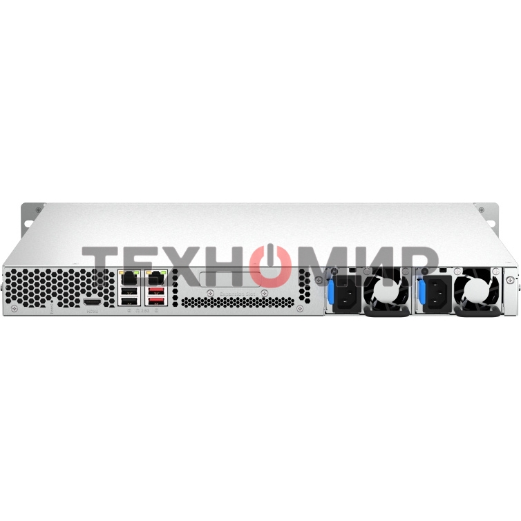 Сетевое хранилище SMB QNAP TS-464U-RP-8G NAS 4 HDD trays, rackmount 1U, 2 PSU. 4-core Intel Celeron N5105/N5095 2.0-2.9 GHz, 8 Gb RAM MAX, 2x2.5 Gigabit Ethernet, 4xUSB, 1xHDMI . PCIe Gen 3 x2, W/o rail kit RAIL-B02