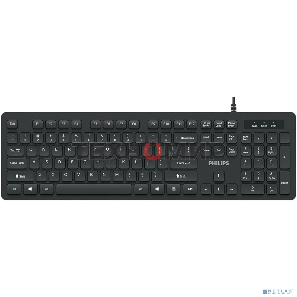Клавиатура Philips SPK6264 проводная, USB Type-A, чёрный