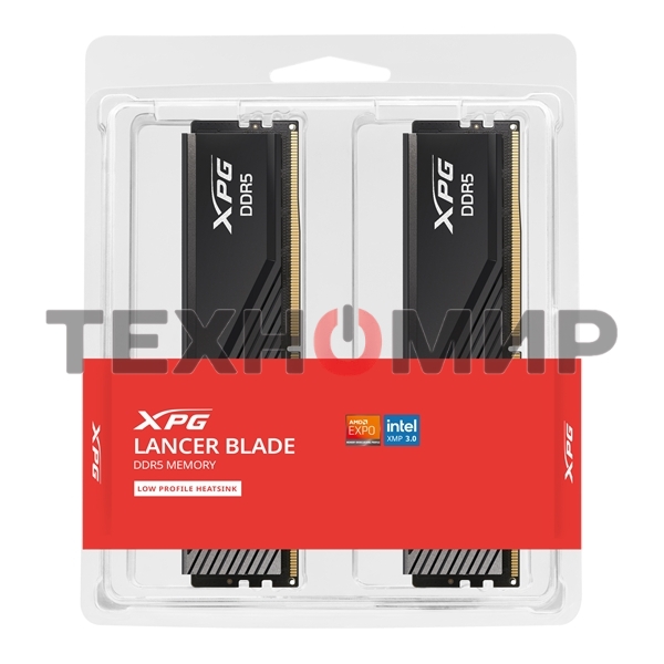 Оперативная память XPG Lancer Blade Black, DDR5, 32GB (2x16GB), 6000MHz, CL34, DIMM, с радиатором, черный