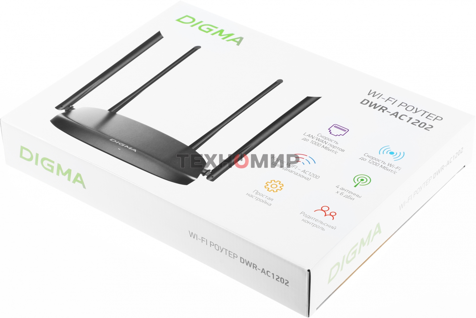 Роутер беспроводной Digma DWR-AC1202 AC1200 10/100/1000BASE-TX черный