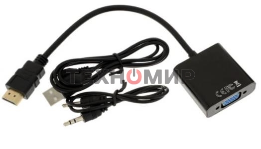 Адаптер HDMI (M)-VGA (F) 00-00027496 черный GOPOWER