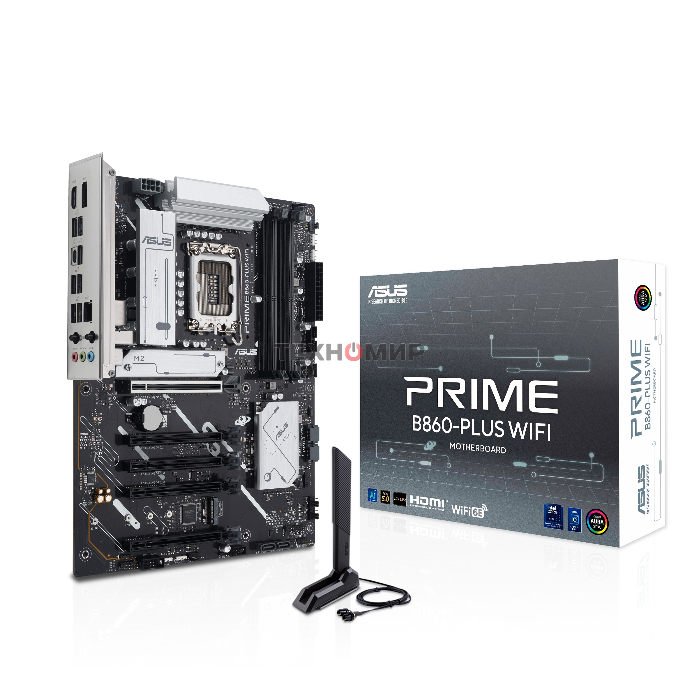 Материнская плата ASUS PRIME B860-PLUS WIFI, LGA 1851, Intel B860, 4xDDR5, 4xSATA, 2xM.2, 1xPCIe 5.0 x16, 4xPCIe 4.0 x16, 2xUSB-C, 4xUSB-A 3.2 Gen 1, 2xUSB-A 3.2 Gen 2, 1xHDMI, 1xDP, 1x2.5Gb LAN, 7.1, ATX