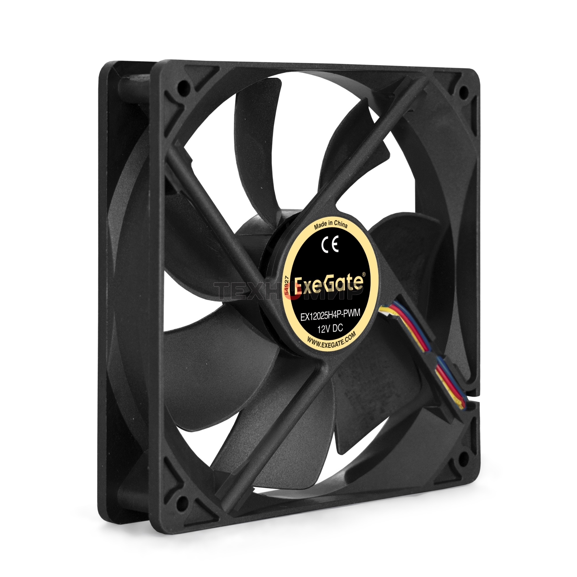 Вентилятор для корпуса ExeGate E12025H4P-PWM черный, 120 мм, 1500 об/мин, 24 дБ, 4 pin