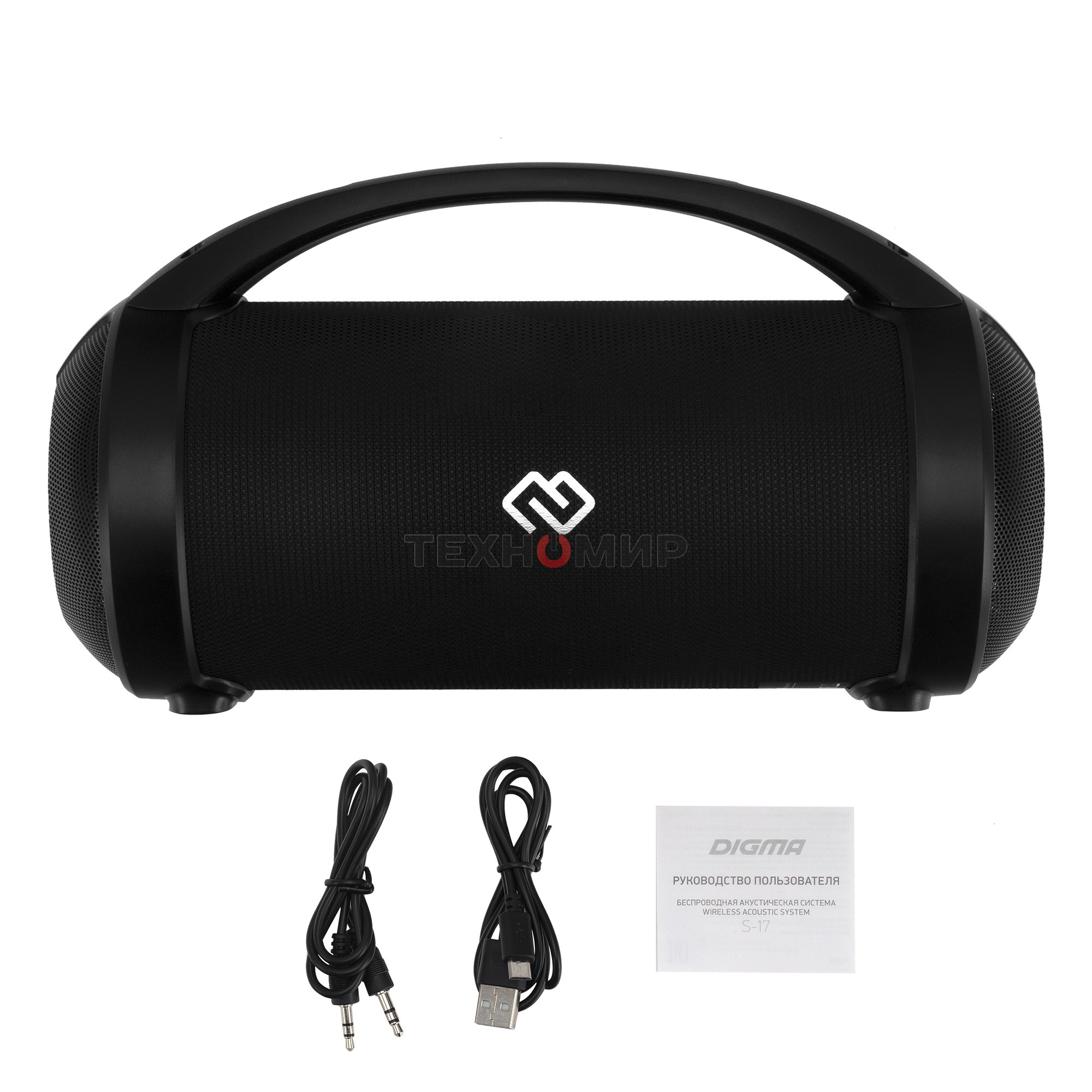 Колонка портатитвная Digma S-17 черный 8.5W 1.0 BT/3.5Jack/USB 10м 1500mAh