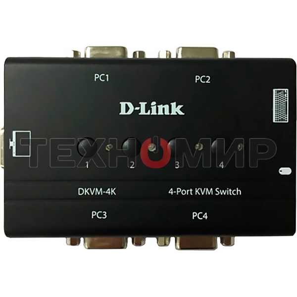 Переключатель KVM D-link DKVM-4K/B3A 4-портовый KVM-переключатель с портами VGA и PS/2