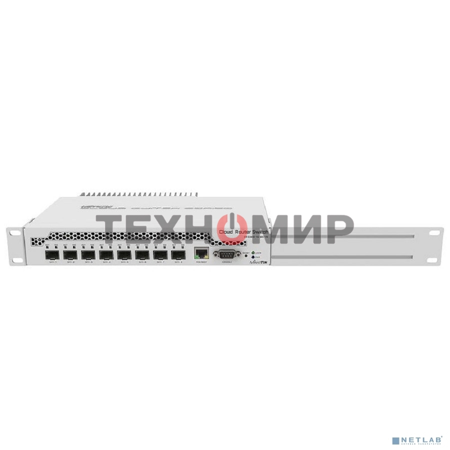 Коммутатор MikroTik CRS309-1G-8S+IN 8 SFP+, dual-core 800MHz CPU, 512MB RAM, POE, RS232 serial port