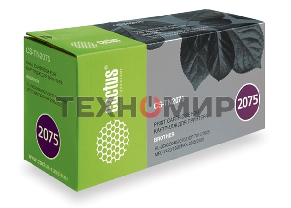 Картридж лазерный Cactus CS-TN2075 черный (2500 стр.) для Brother DCP-7010/7010R/7020/7025/7025R/FAX-2820/2825/2825R/2920/2920R/HL-2030/2030R/2040/2040R/2070N/2070/2070NR/MFC-7225/7225N/7420/7420R/7820/7820N/7820NR/7820R