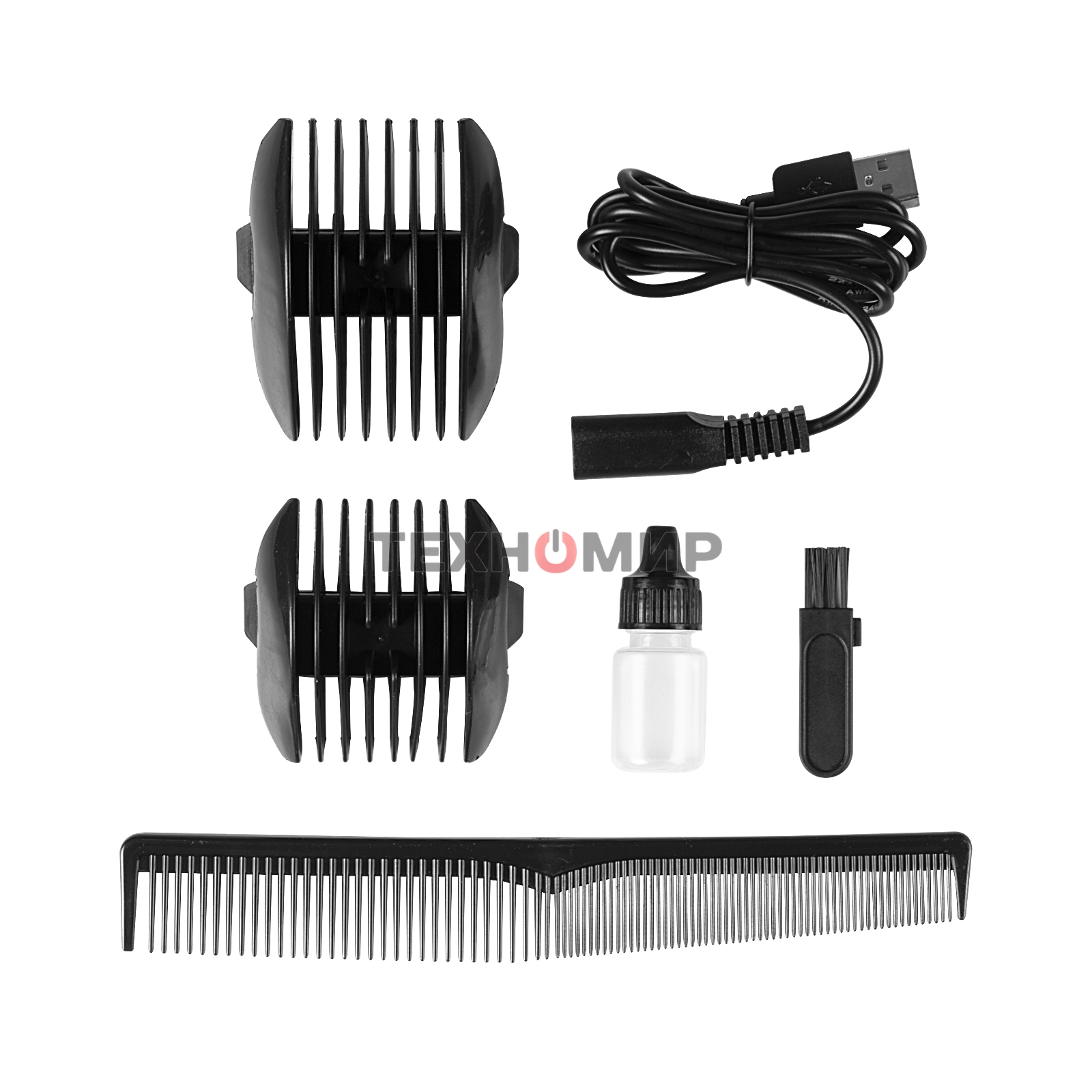 Набор для стрижки Galaxy Line GL 4165, черный, 3 Вт, время непрерывной работы до 1,5 ч, время зарядки около 2 часов, аккум. Li-Ion 3,7 В, емкость аккум. 600 мА*ч, лезвия из нержав. стали, ширина лезвия 40 мм, 2 насадки-расчески (3 и 6 мм, 9 и 12 мм), USB 