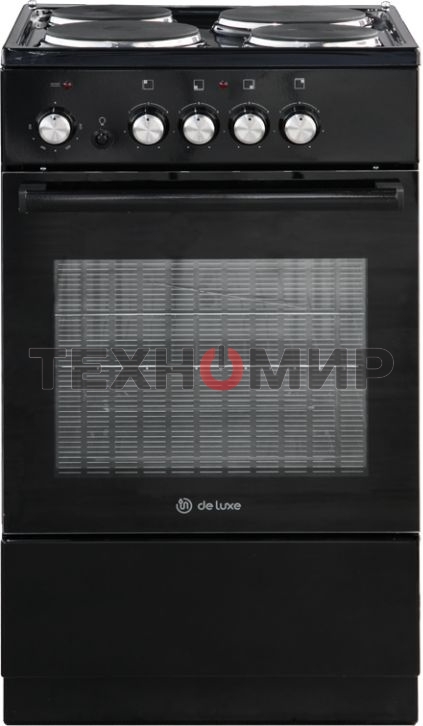 Плита электрическая De Luxe 5004.18э-011 черный, конфорок 4 шт, духовка 43 л, 50 см x 85 см x 50 см