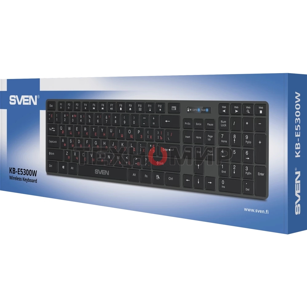 Клавиатура Sven KB-E5300W беспроводная, радиоканал, чёрный
