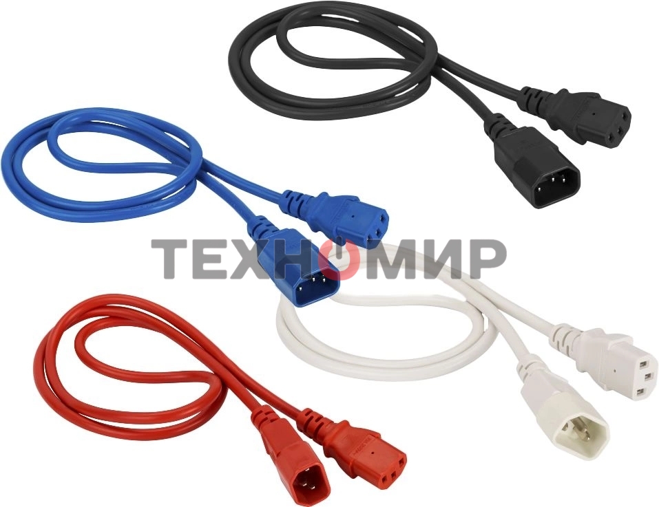 Шнур питания C13-C14, 3х0.75, 220В, 10А, синий, 2 метра
