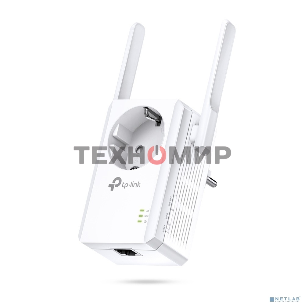 Сетевой адаптер TP-Link SOHO TL-WA860RE 300Mbps Wireless N Wall Plugged Range Extender with AC Passthrough, QCA(Atheros), 2T2R, 2.4GHz, 802.11b/g/n, 1 10/100Mbps LAN port, Range Extender button, Range Extender mode, suppo поставляется без кабеля RJ-45