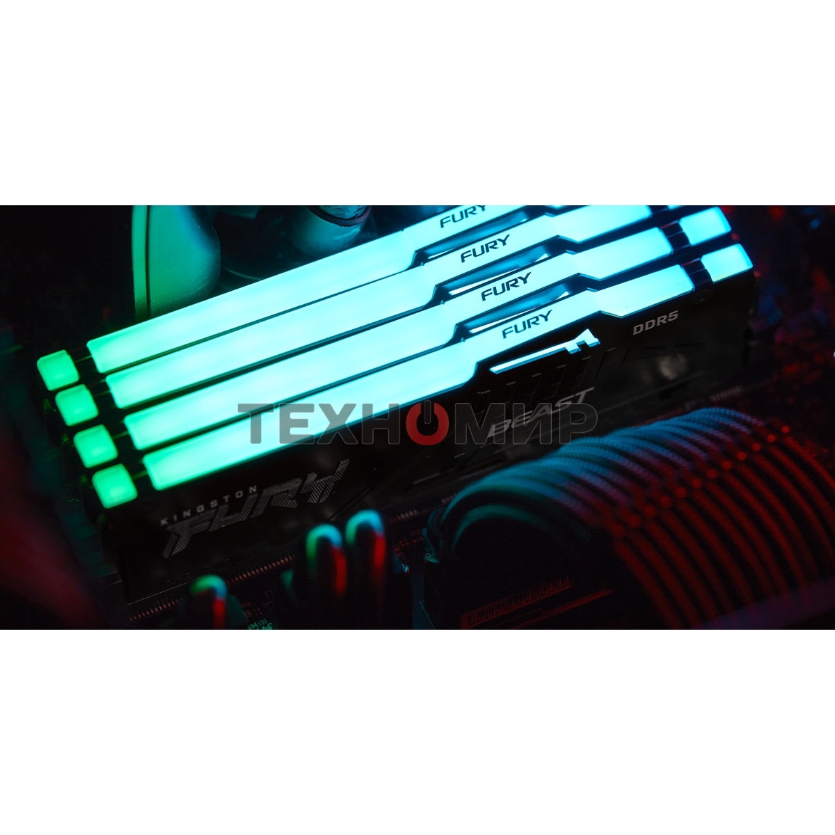 Оперативная память Kingston Fury Beast, DDR5, 32Gb (1x32Gb), 6000MHz, CL30, DIMM, с радиатором, RGb, черный