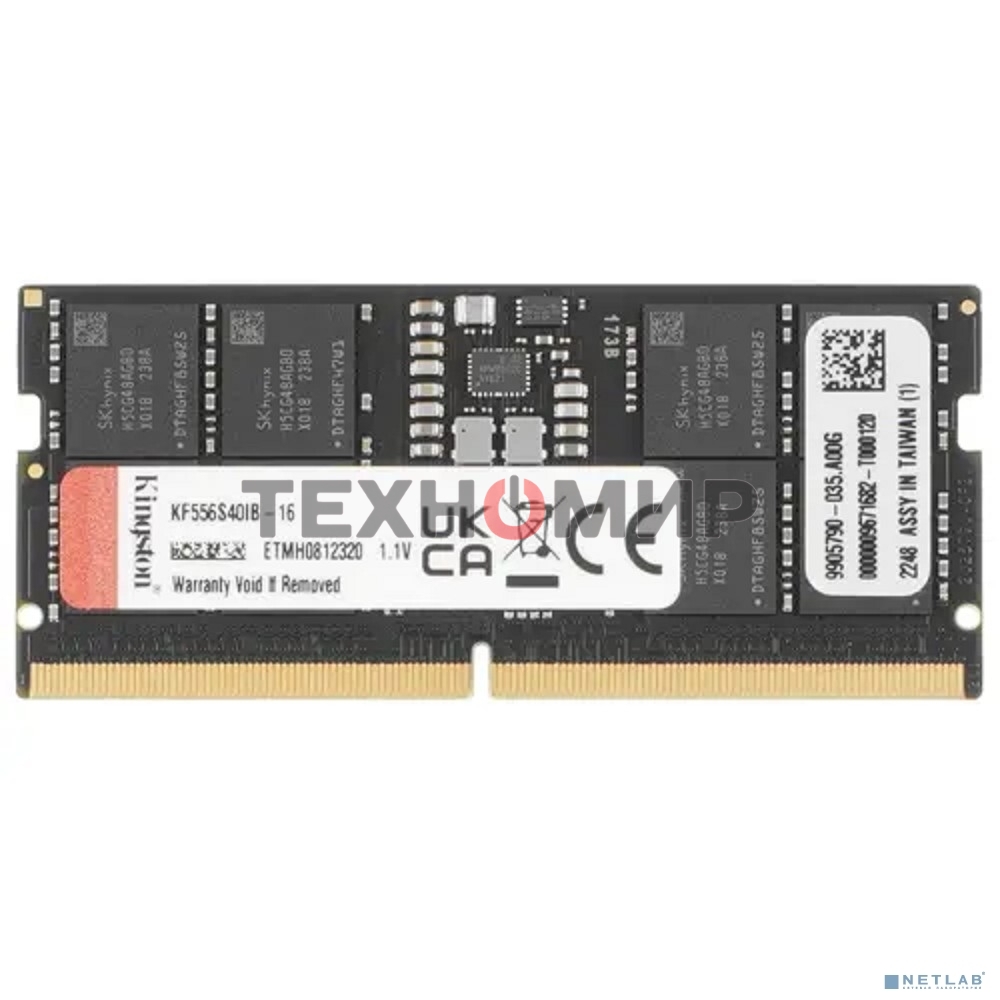 Оперативная память Kingston Fury Impact, DDR5, 16GB (1x16 GB), 5600 MHz, CL40, SO-DIMM