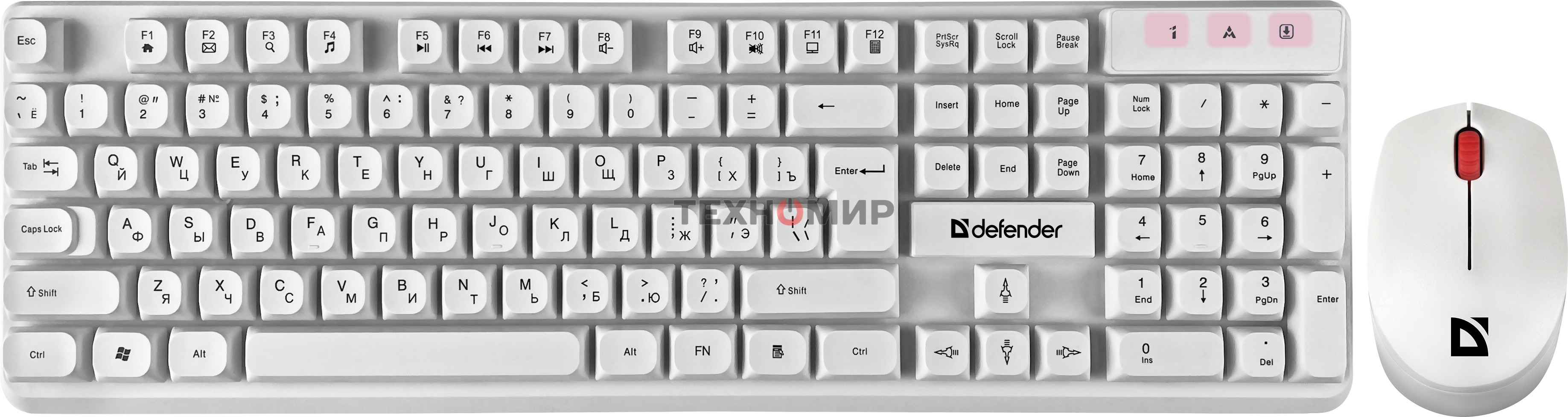 Комплект клавиатура+мышь Defender Milan C-992 беспроводной, USB, 1000 DPI, белый