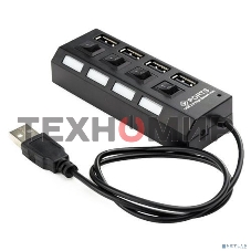 Концентратор USB 2.0 Gembird UHB-243-AD с подсветкой и выключателем, 4 порта, блистер