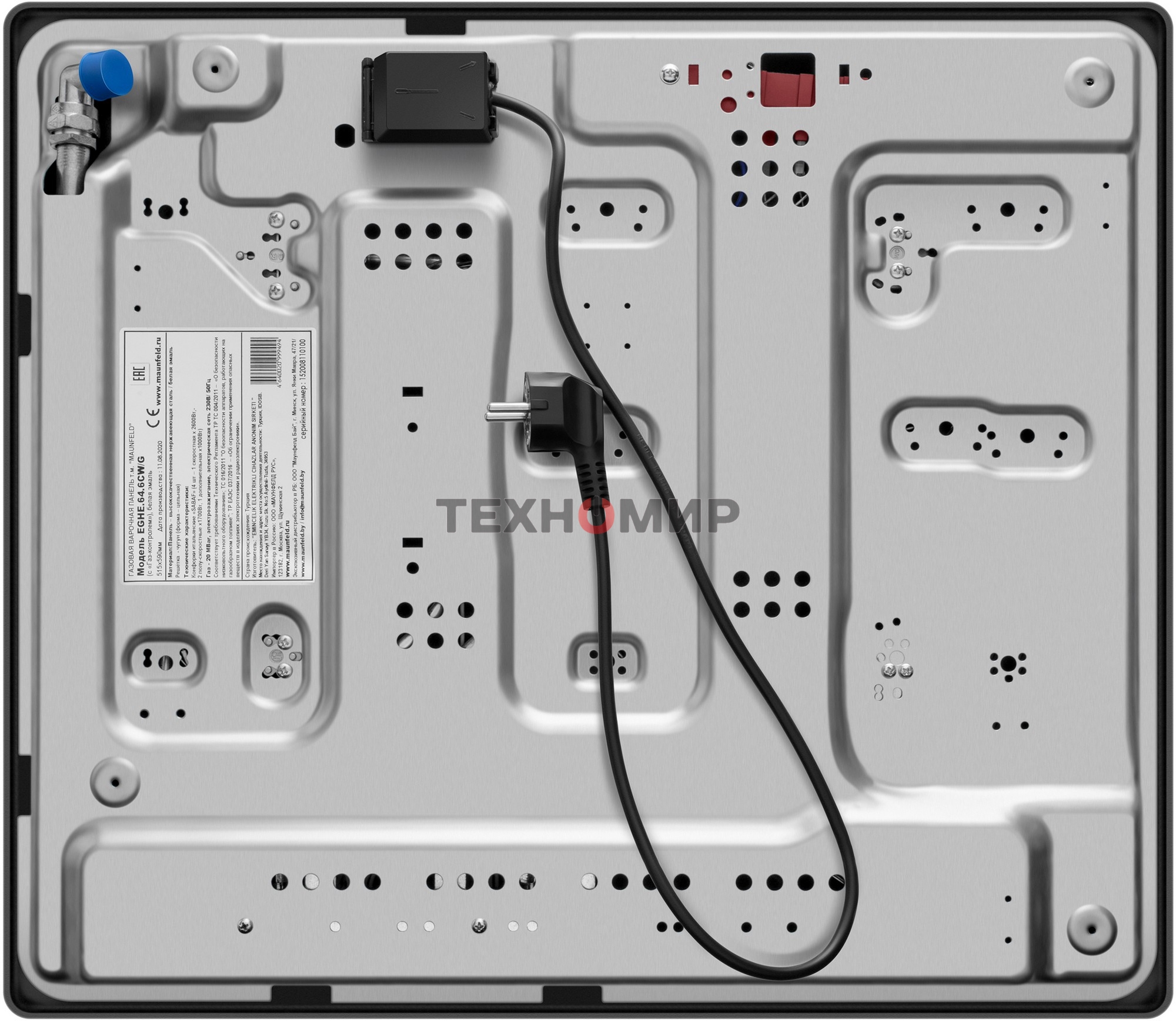 Газовая варочная панель Maunfeld EGHE.64.6CW/G, 4 конфорки, эмалированная сталь, белый
