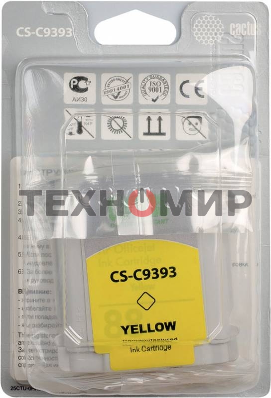Картридж струйный Cactus CS-C9393 желтый для №88 HP Officejet Pro K550 (29мл)