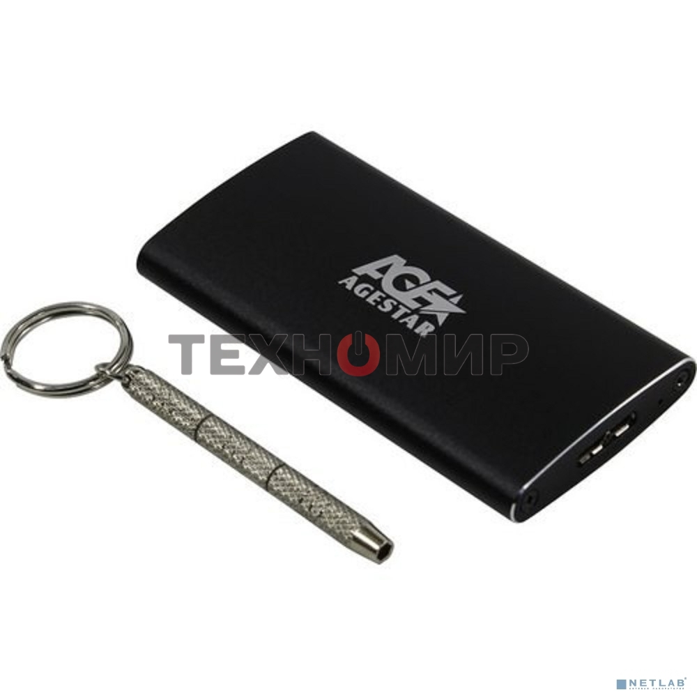 Внешний корпус mSATA AgeStar 3UBMS2 черный, алюминий, черный USB 3.0
