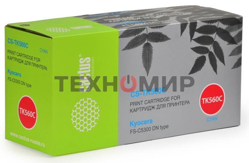 Картридж лазерный Cactus CS-TK560C голубой (10000 стр.) для Kyocera FS-C5300DN