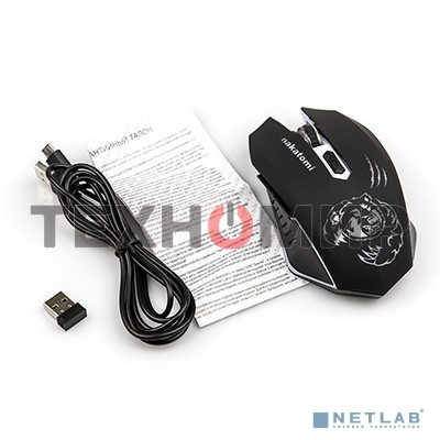 Мышь беспроводная Nakatomi MROG-15UR черный, 1600 dpi, радиоканал, USB, кнопки - 6