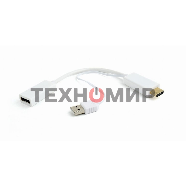 Конвертер HDMI->DisplayPort, Cablexpert DSC-HDMI-DP-W, HD19M+USBxHD20F, белый