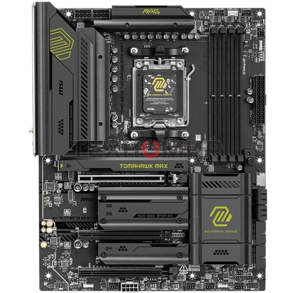 Материнская плата MSI MAG B850 TOMAHAWK MAX WIFI, AM5, AMD B850, 4xDDR5, 4xSATA, 4xM.2, 3xPCI-E x16, 1xHDMI, 1x5Gb LAN, 2xUSB-A 5Gbps, 4xUSB-A 2.0, 3xUSB-C 10Gbps, 7.1, Wi-Fi 7, Bluetooth 5.4, ATX